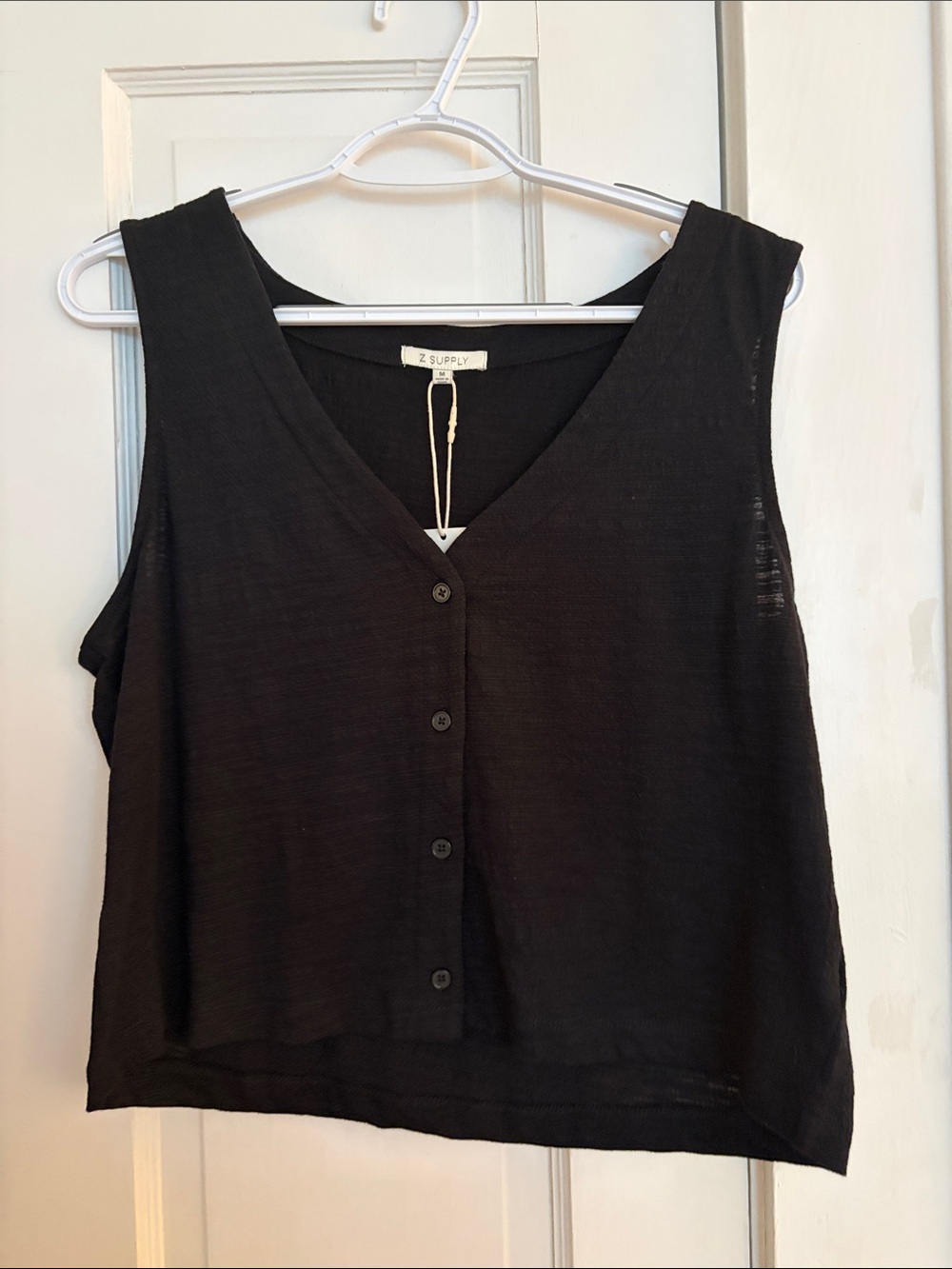 Z Supply Black V-Neck Button Front Camisole Tank
